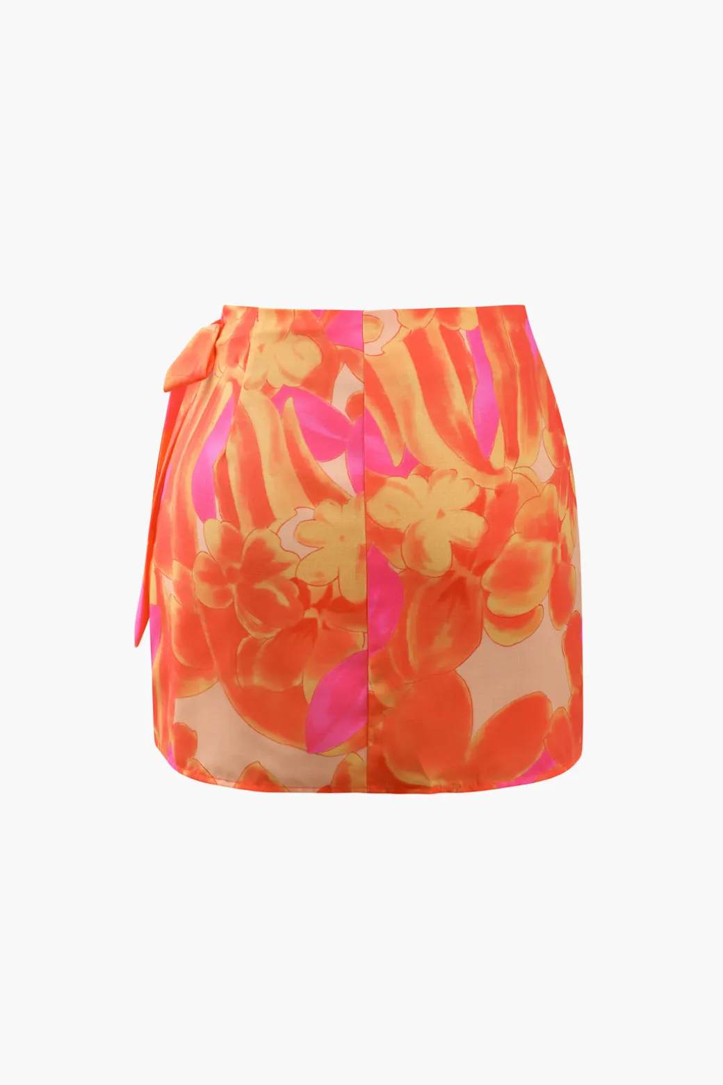 Floral Knot Side Wrap Mini Skirt
