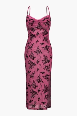 Floral Mesh Backless Cut Out Mini Dress