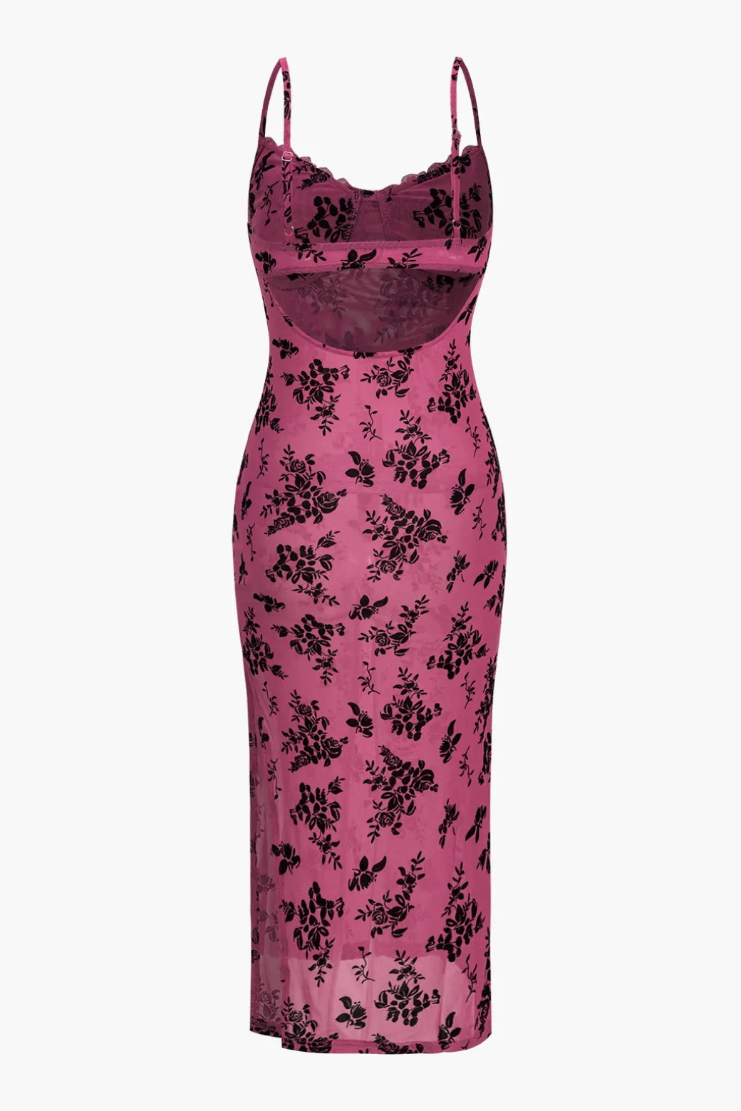 Floral Mesh Backless Cut Out Mini Dress