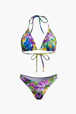 Floral Print Bikini Set With Matching Skirt Cover Up And Headscarf