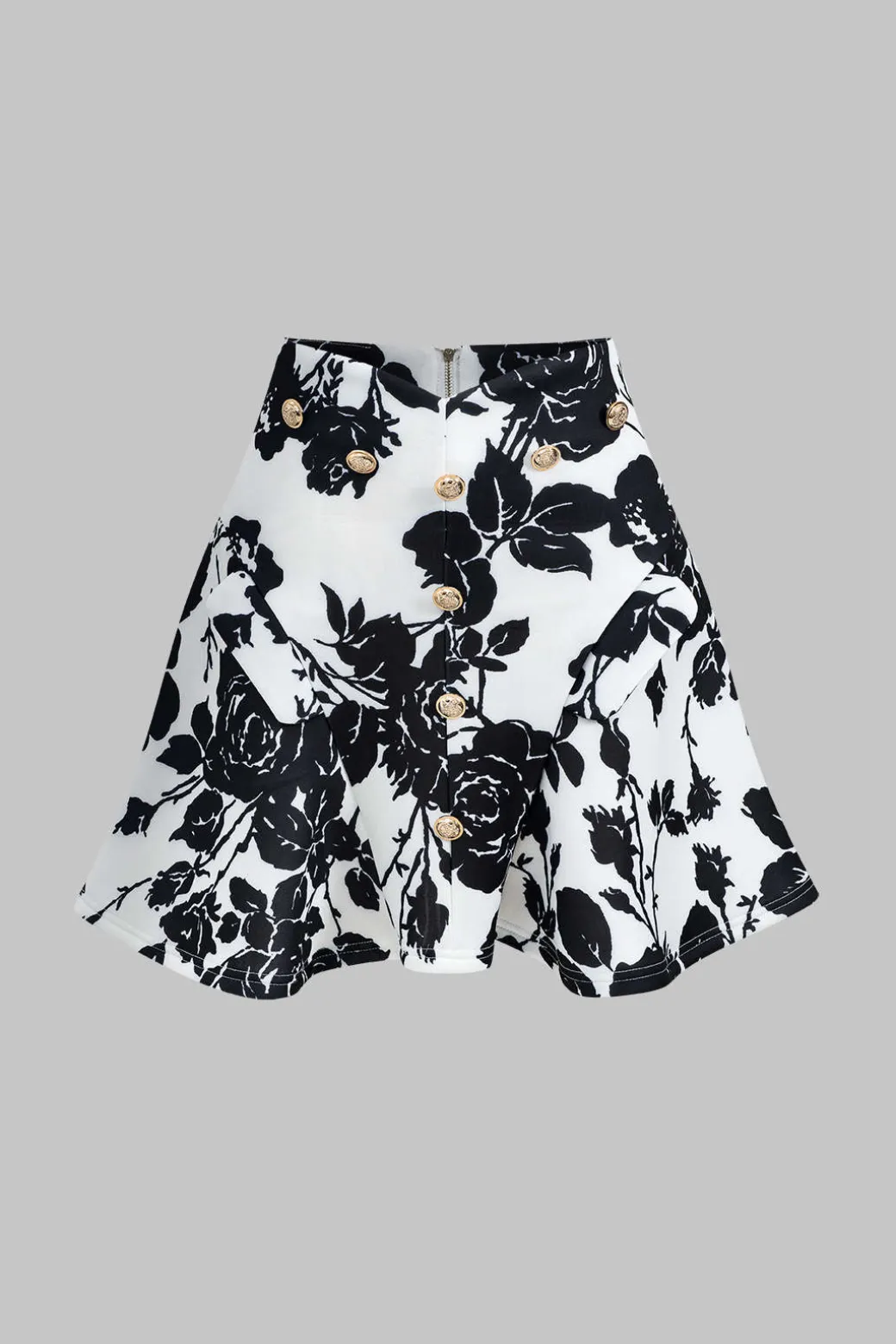 Floral Print Buttoned Long-Sleeve Shirt And Skirt Set