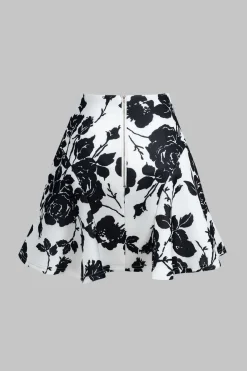 Floral Print Buttoned Long-Sleeve Shirt And Skirt Set