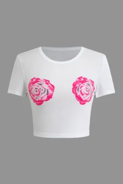 Floral Print Crop T-shirt