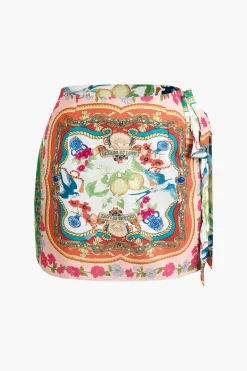 Floral Print Knot Mini Skirt