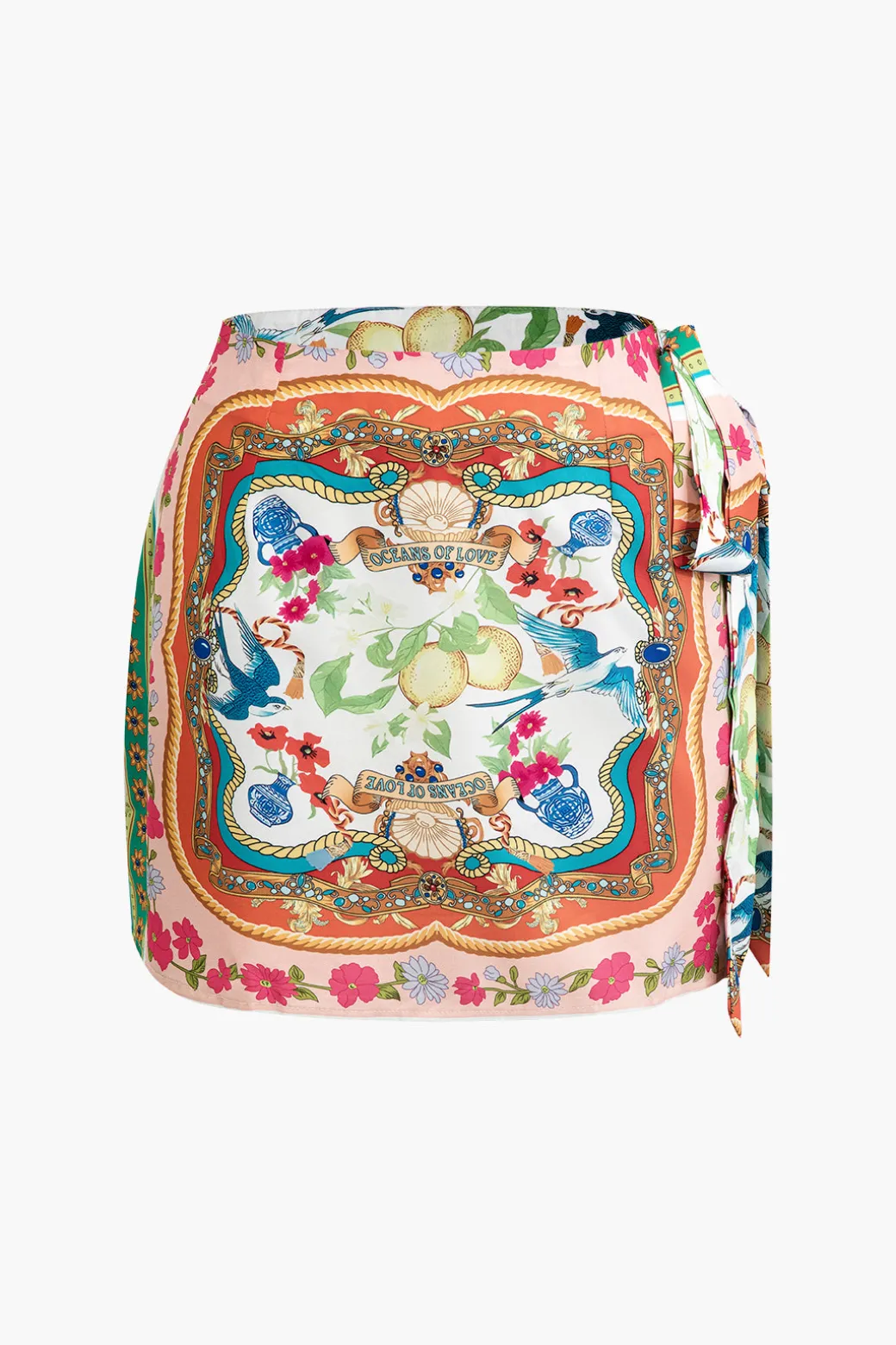 Floral Print Knot Mini Skirt