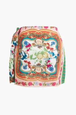 Floral Print Knot Mini Skirt