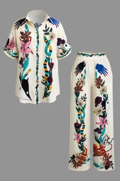 Floral Print Shirt And Pants Set