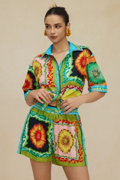 Floral Print Shirt And Shorts Set