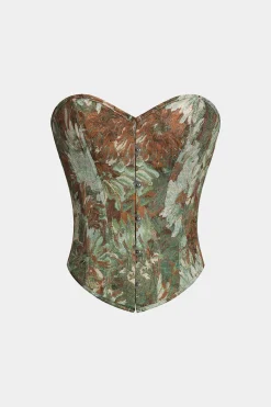 Floral Print Strapless Tie Back Tube Top