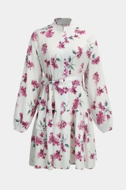 Floral Print Tie-Up Long Sleeve Mini Dress