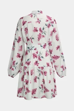 Floral Print Tie-Up Long Sleeve Mini Dress