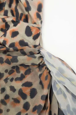Floral Print Wrap Ruched Strapless Mini Dress