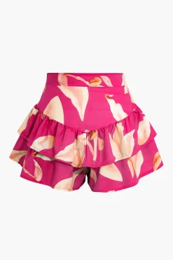 Floral Print Zip-Up Top And Ruffle Skirt Set