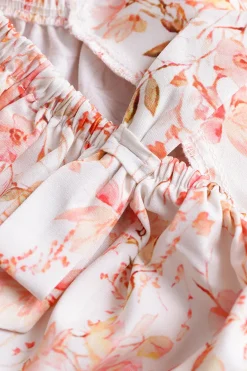 Floral Puff Sleeve Tie Front Blouse
