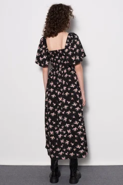 Floral Tie Front Midi Dress