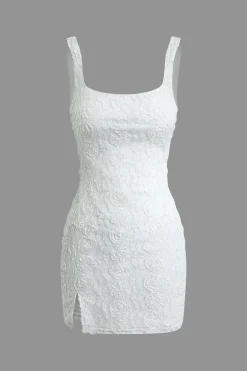 Flower Design Slit Tank Mini Dress