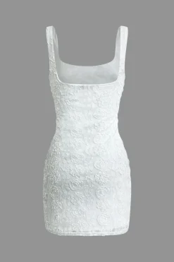 Flower Design Slit Tank Mini Dress