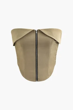 Foldover Smocked Side Zipper Tube Top