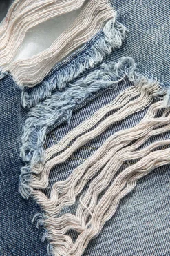 Frayed Destroyed Denim Shorts