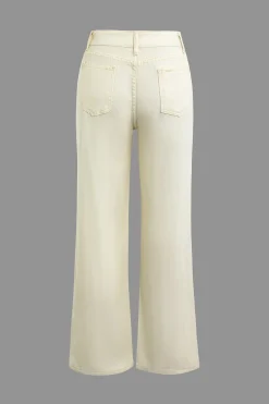 Frayed Destroyed Wide Leg Jeans