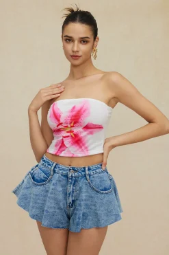 Frayed Hem Wide Leg Denim Shorts