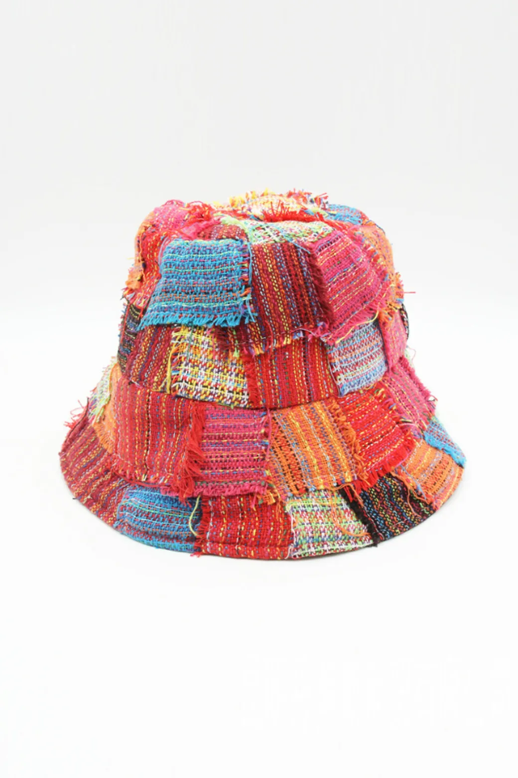 Frayed Patchwork Bucket Hat