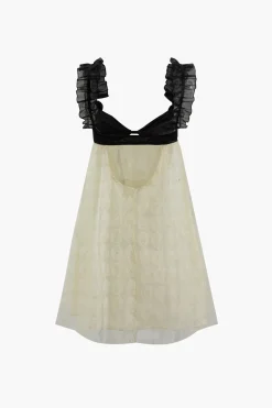 Frill Strap Floral Lace Backless Mini Dress
