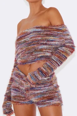 Fringe Off Shoulder Cropped Top And Shorts Set