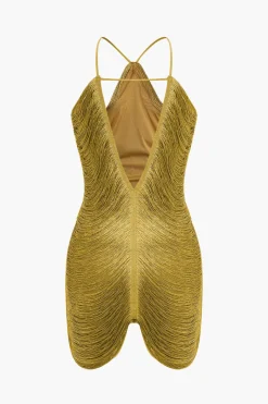 Fringe V-neck Mini Dress