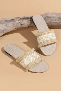 Fringed Weave Beach Slides