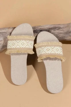 Fringed Weave Beach Slides