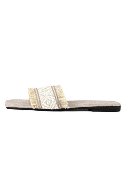 Fringed Weave Beach Slides
