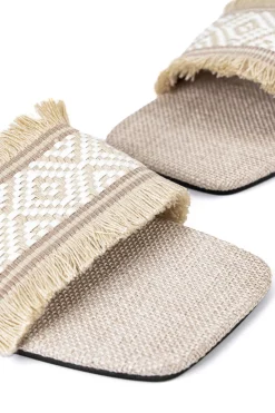 Fringed Weave Beach Slides