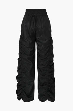 Gathered Drawstring Wide Leg Cargo Pants