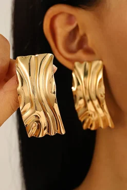 Geometric Exaggerated Glossy Ruched Earrings