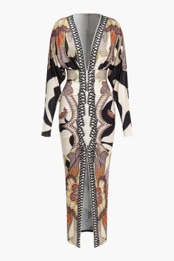 Geometric Print V-Neck Maxi Dress