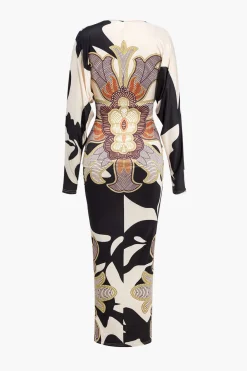 Geometric Print V-Neck Maxi Dress