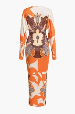 Geometric Print V-Neck Maxi Dress