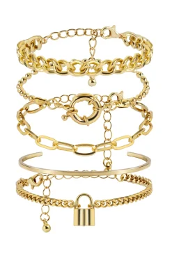 Gold Layered Chain Bracelet Set
