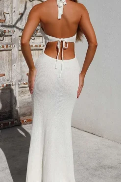 Halter Neck Backless Crochet Knit Dress