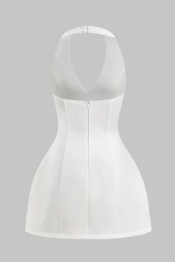 Halter Neck Backless Sleeveless Mini Dress