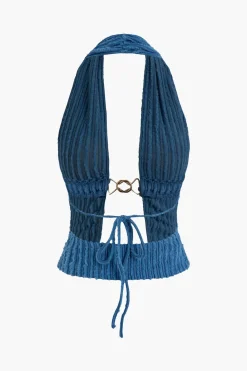 Halter Neck Backless Tank Top And Mini Skirt Set