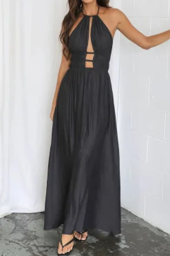 Halter Neck Cut Out Sleeveless Maxi Dress