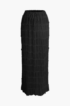 Halter Neck Tie Ruched Backless Ruffle Skirt Set