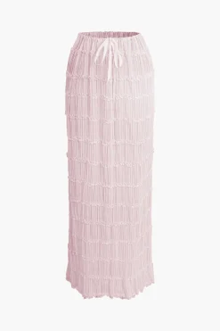 Halter Neck Tie Ruched Backless Ruffle Skirt Set