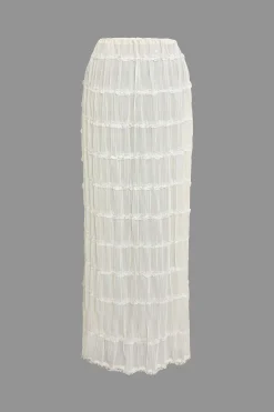 Halter Neck Tie Ruched Backless Ruffle Skirt Set
