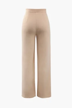 High Waisted Pressed-Crease Straight Leg Tailored Pants