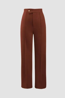High Waisted Pressed-Crease Straight Leg Tailored Pants