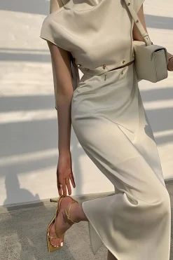 Hollow Out Short Sleeve Midi Dress