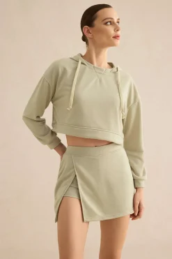 Hooded And Slit Mini Skirt Set